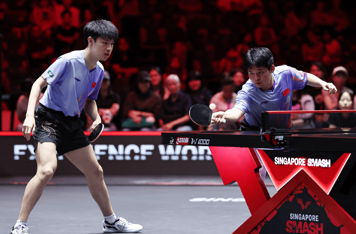 林诗栋/黄友政0-3勒布伦兄弟，获新加坡大满贯男双亚军