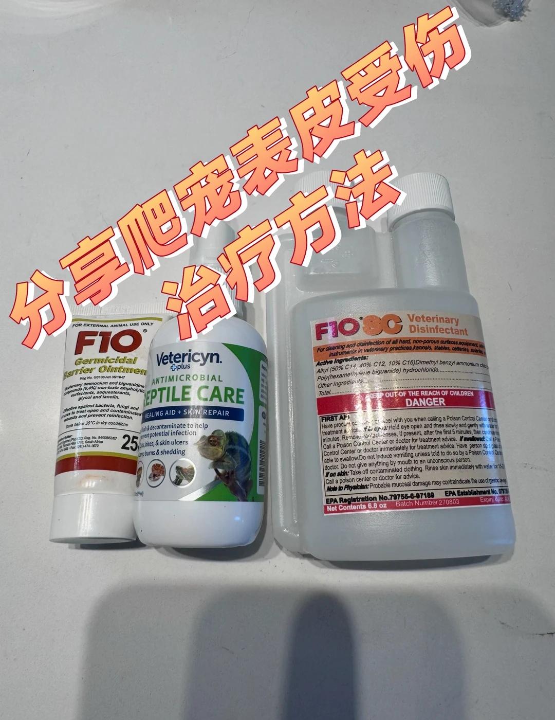 我的爬宠表皮受伤治疗经验
我家变色龙一直背脊蹭树枝表皮磨破了，我先用图8的消毒水