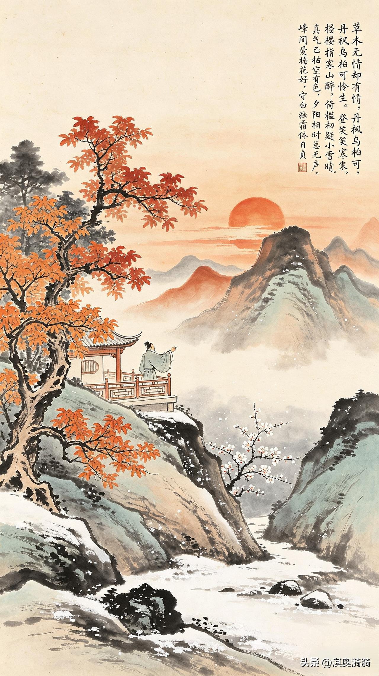 《人间草木深，山河岁月长》

闲来无事看青山，青山与我两不厌。
静坐窗前听风雨，