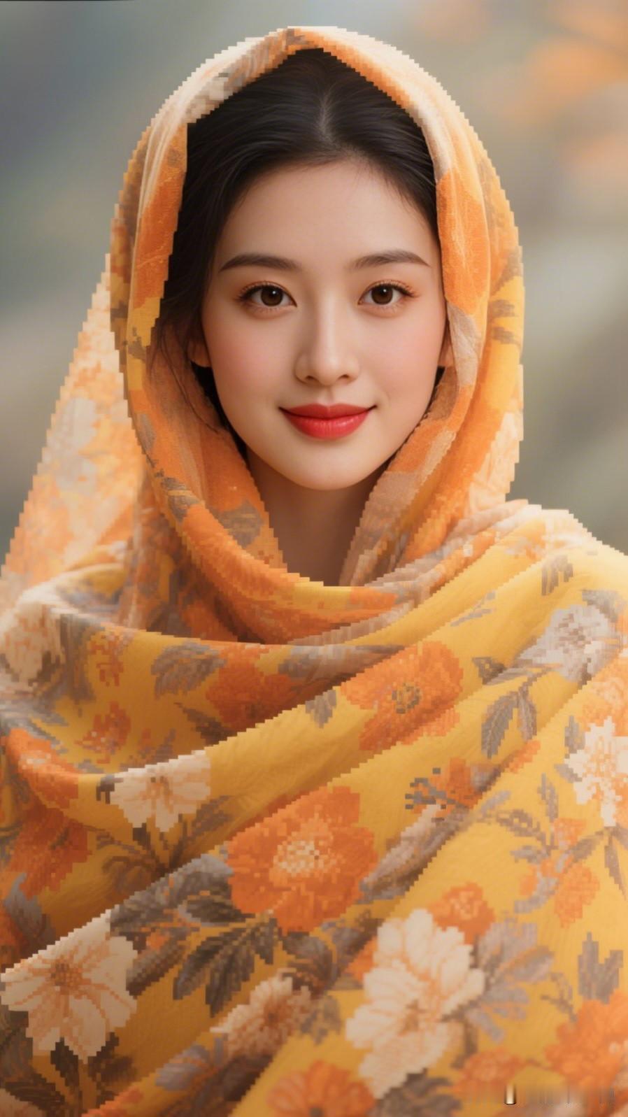 温暖秋日，橙黄围巾，甜美笑容。女人最耐看的长相是什么样的 温暖橙黄色调，花海中的