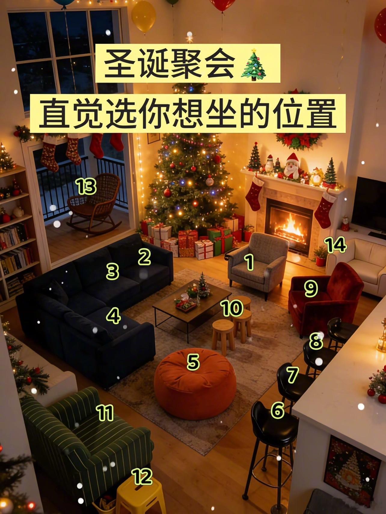 圣诞聚会，你会选哪个位置坐下？ 
