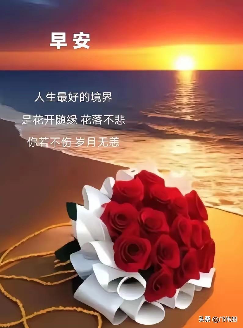 [心]早安心语[心]

晓色铺金漫白滩，
风携海韵过防山。
潮声唤醒千般梦，
旭