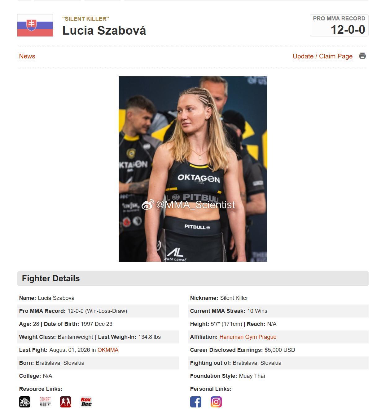 战绩12-0-0的Oktagon MMA的125磅与135磅双级别冠军——“沉默