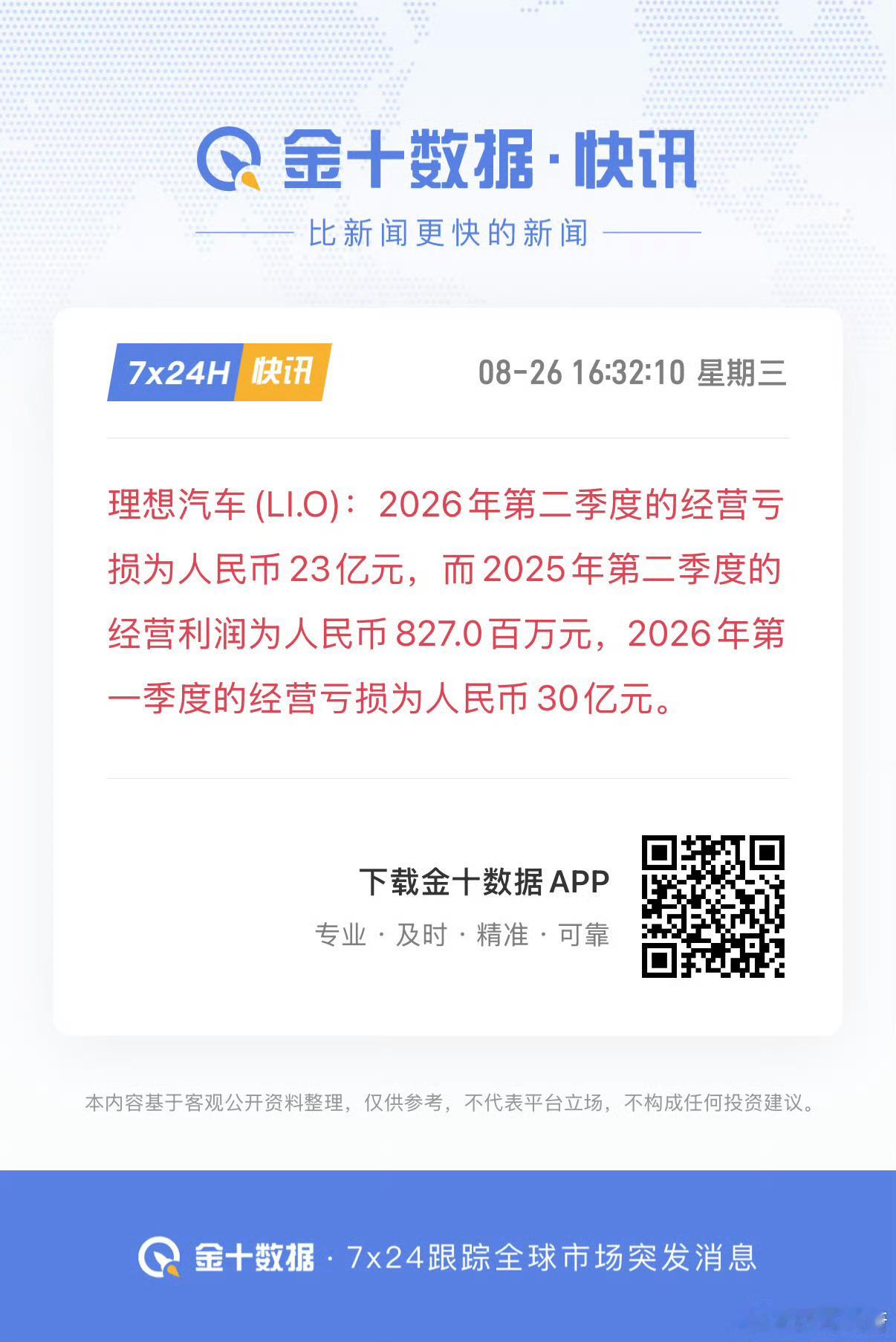 理想汽车二季度营收257亿元好多车企都在亏损 ​​​