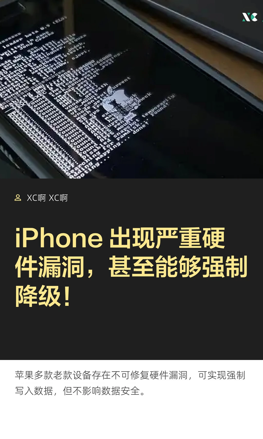 iPhone 出现严重硬件漏洞，甚至能够强制降