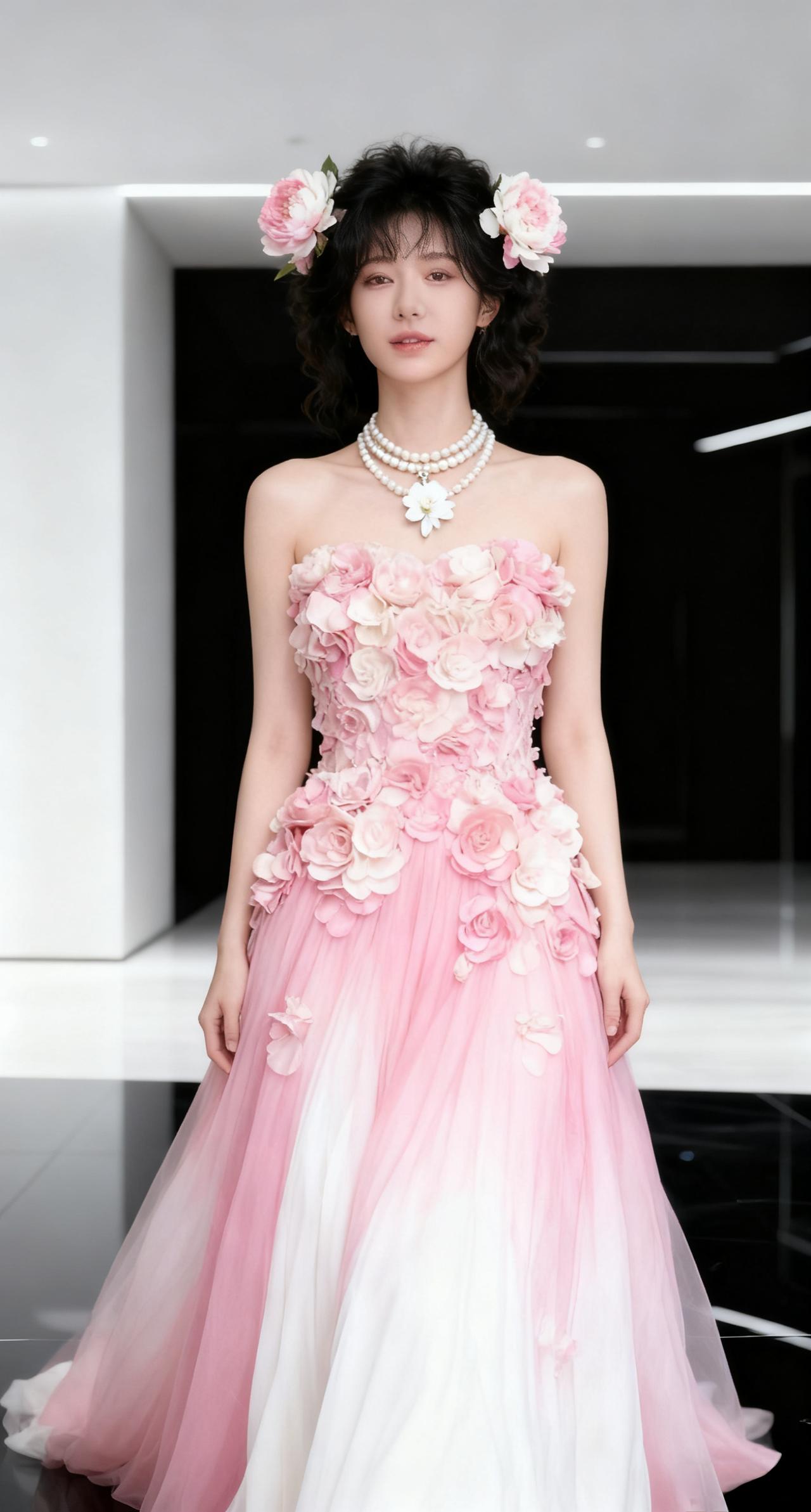 穿着这身花朵礼服去晚宴。