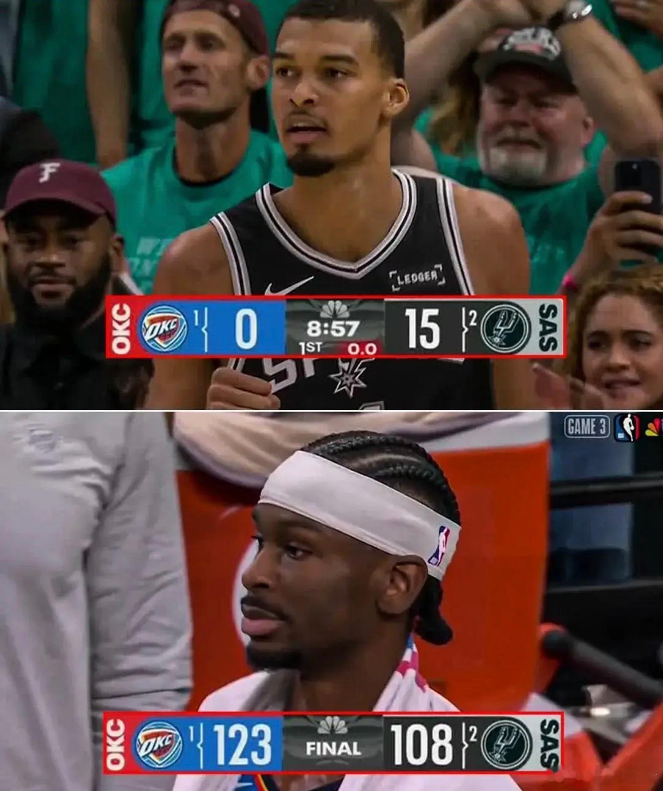 北京时间5月23日，NBA季后赛西部决赛的争夺继续进行，马刺主场108-123不