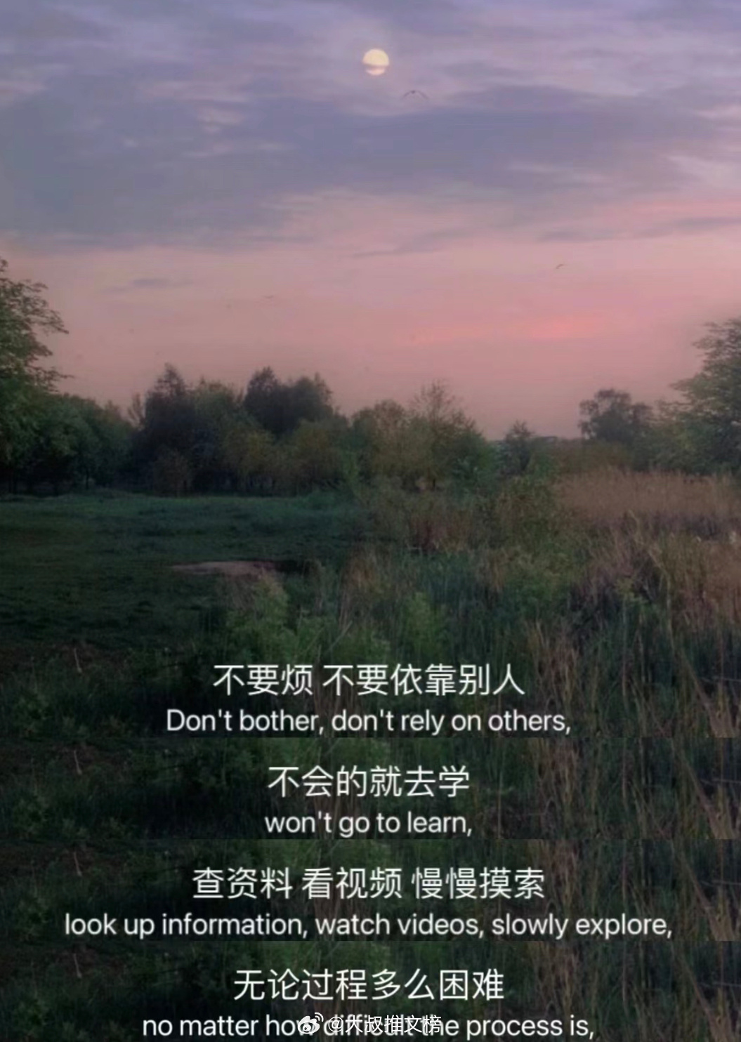 很有力量的一段话：把不要烦 不要依靠别人不会的就去学查资料 看视频 慢慢摸索无论