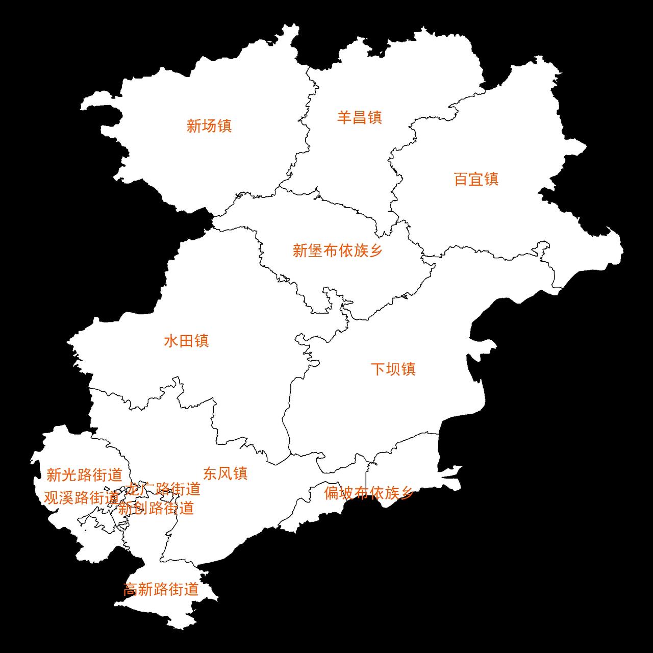 乌当区乡镇划分简图