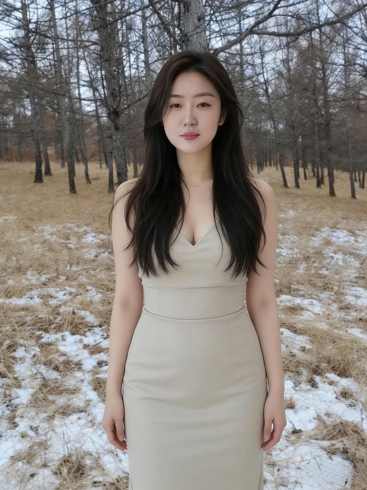 残雪是大地未褪的睡衣
裸枝在风里练习素描
你从枯木的留白中走来
米色裙裾轻轻一荡