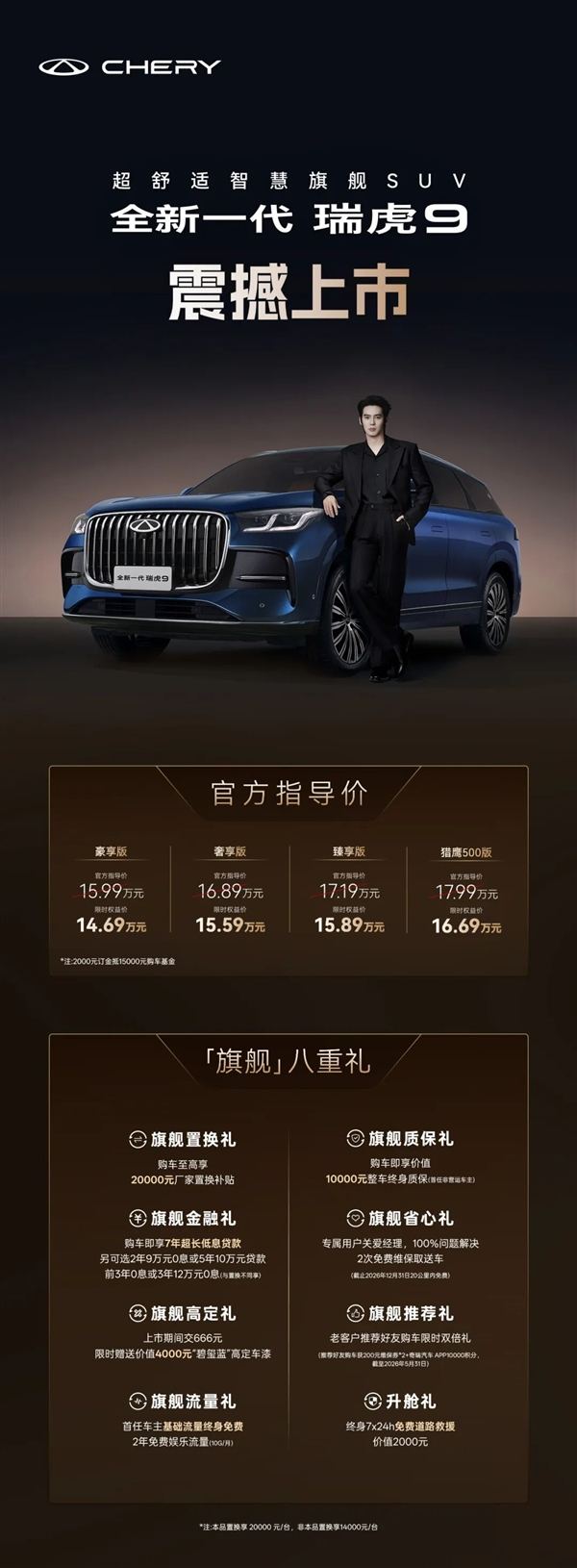 奇瑞全新一代瑞虎9上市，定位中型SUV：动力强劲：搭载鲲鹏2.0T发动机（192