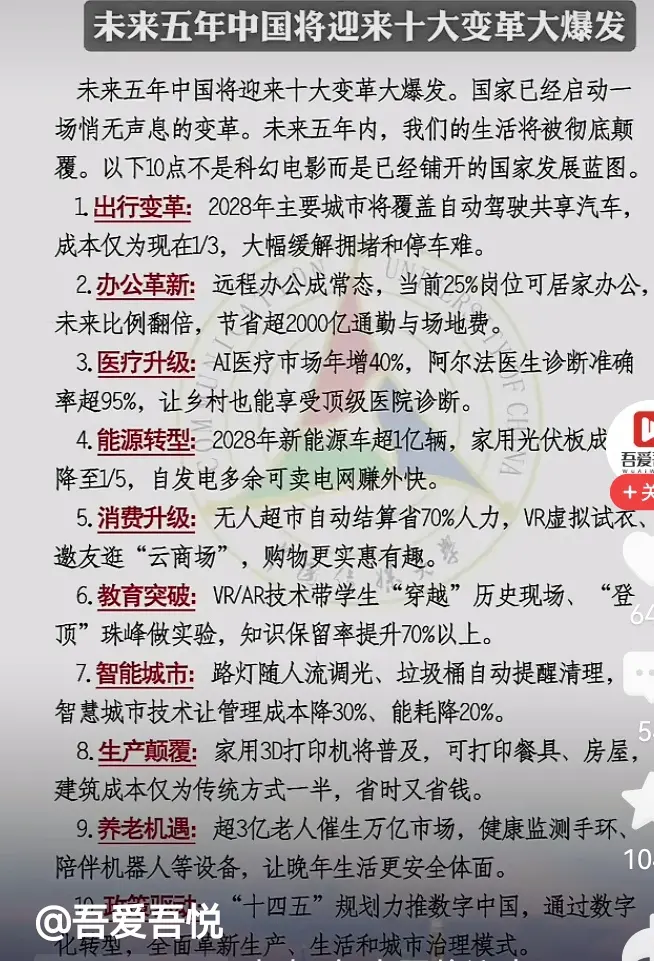 未来中国将迎来十大变革。你认为可行吗？评论区告诉我！