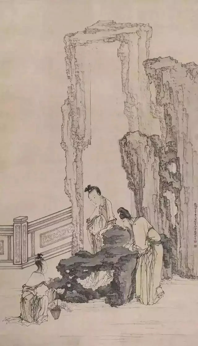 清 黄慎《郑侯赏花图轴》。设色纸本立轴，纵一六六点三厘米，横九十四点六厘米，尺幅