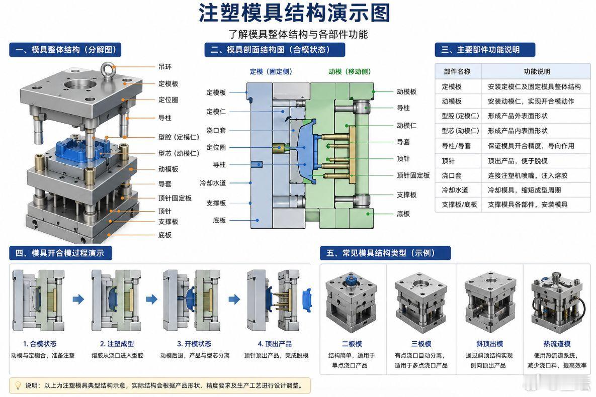 一图读懂注塑模具的结构 