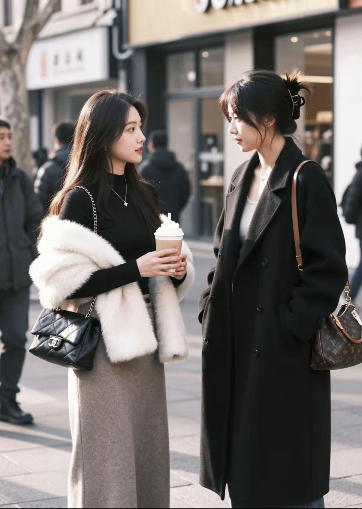 街拍系列/大上海的街拍，冬日美女的时尚穿搭，一道亮丽的风景线都市街拍穿搭 上海女