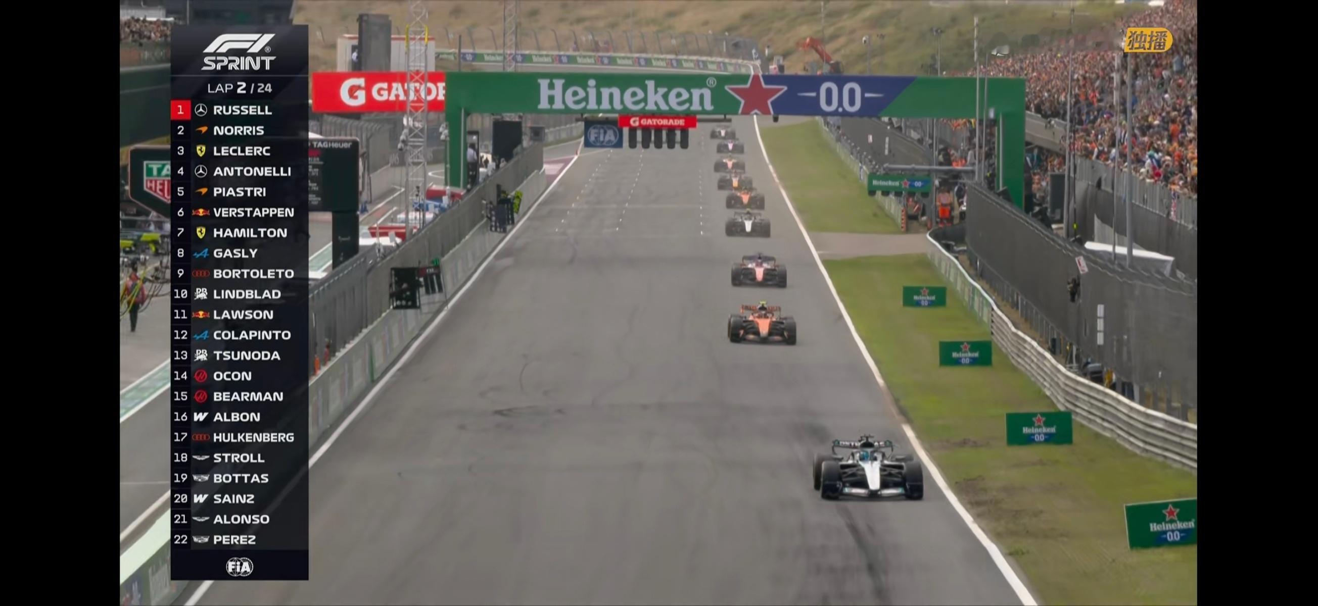 这个冲刺赛的起步，真的过于平稳了……F12026F1荷兰大奖赛