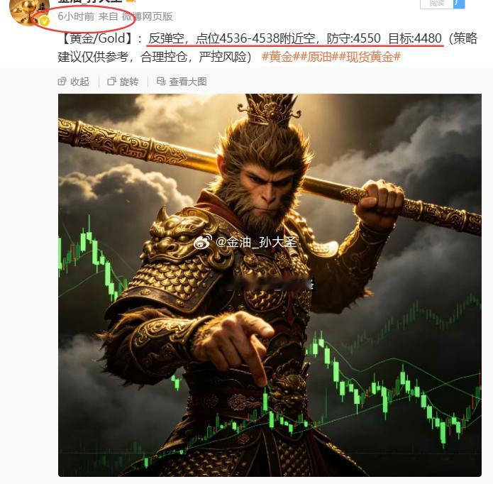 黄金再次下行，跌报4504一线，欧盘4536空单斩获320点利润，已安排收割落袋