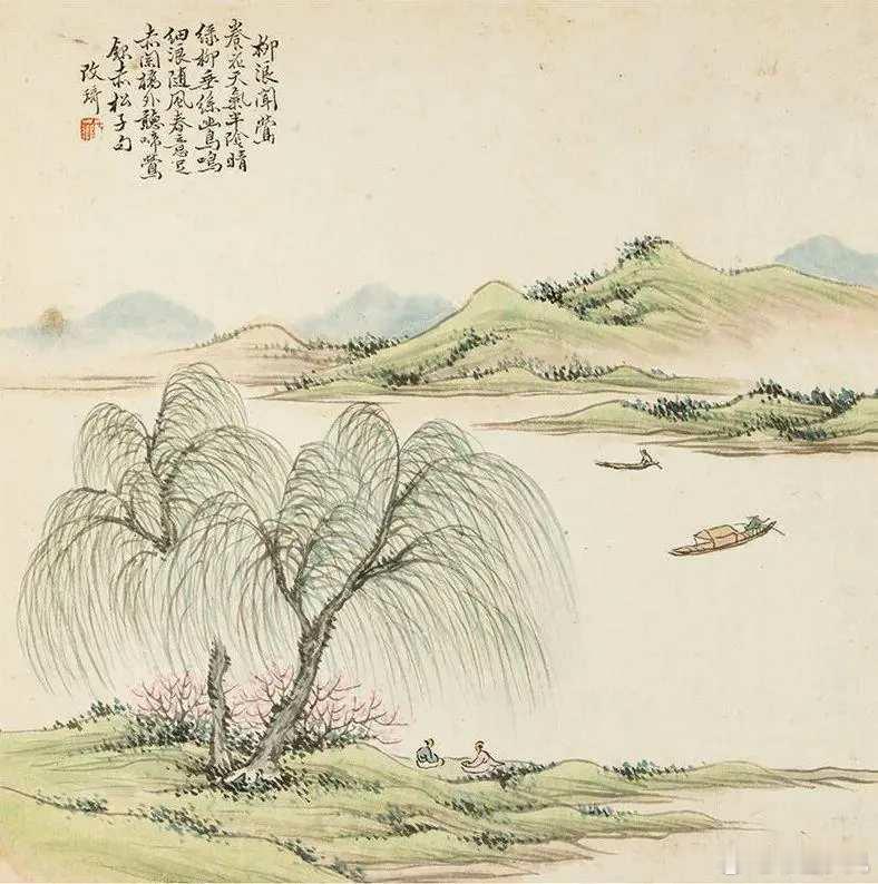 改琦 西湖十二景。改琦（1773年—1828年），字伯韫，号香白，又号七芗、玉壶