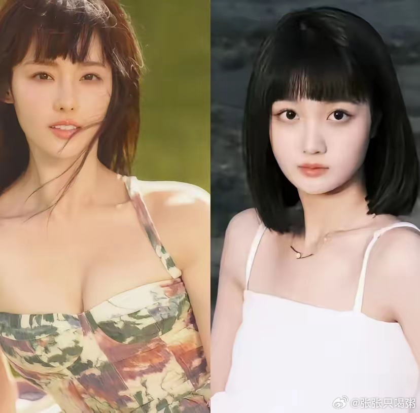 买超当年就是因为右图00后(邵晴)放弃了自己的老婆左图(张嘉倪)一个成熟美艳、自