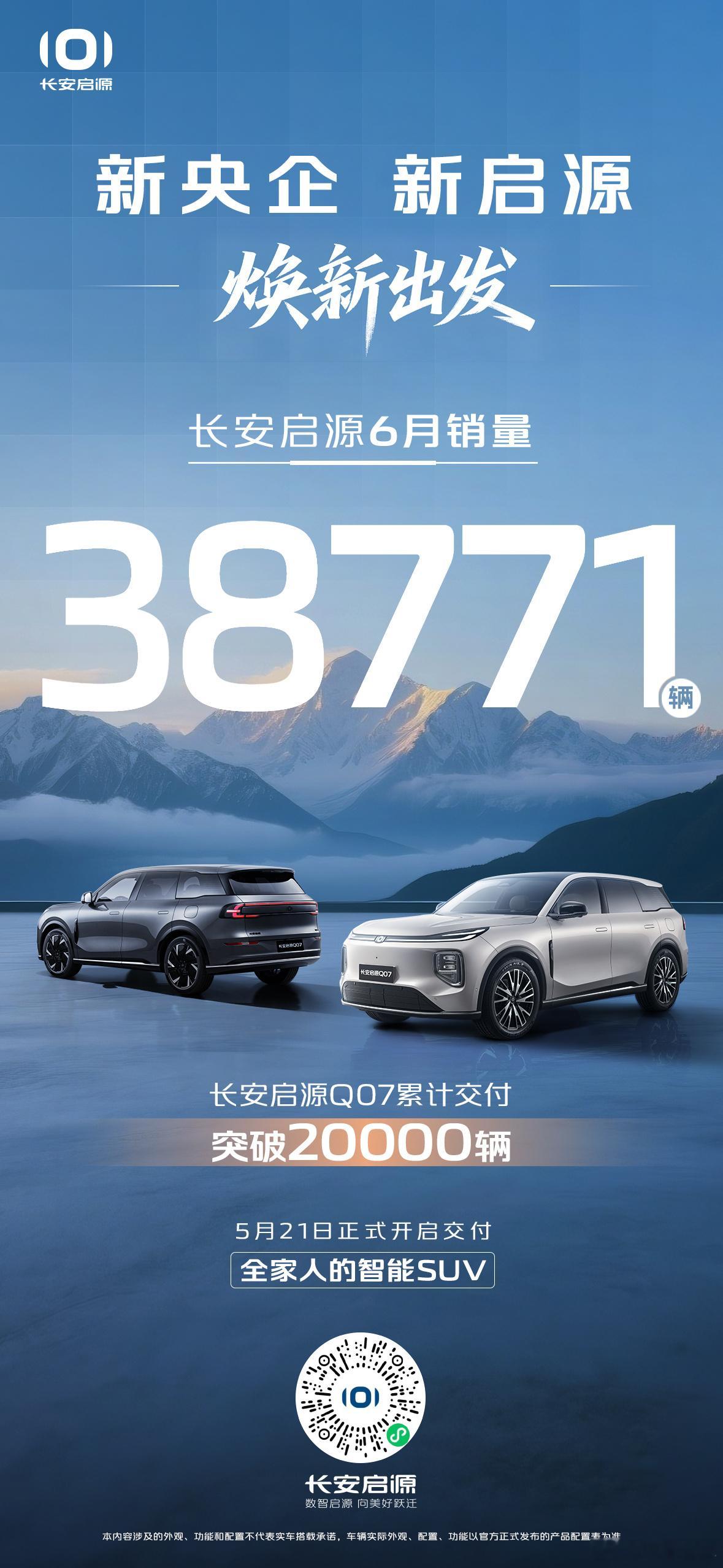 新央企新启源焕新出发长安启源6月销量38771辆长安启源Q07累计交付突破200
