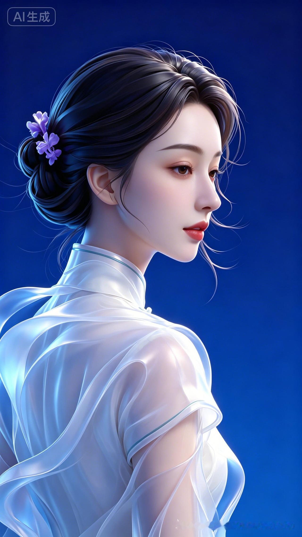 这是一位古装美女的侧脸图。