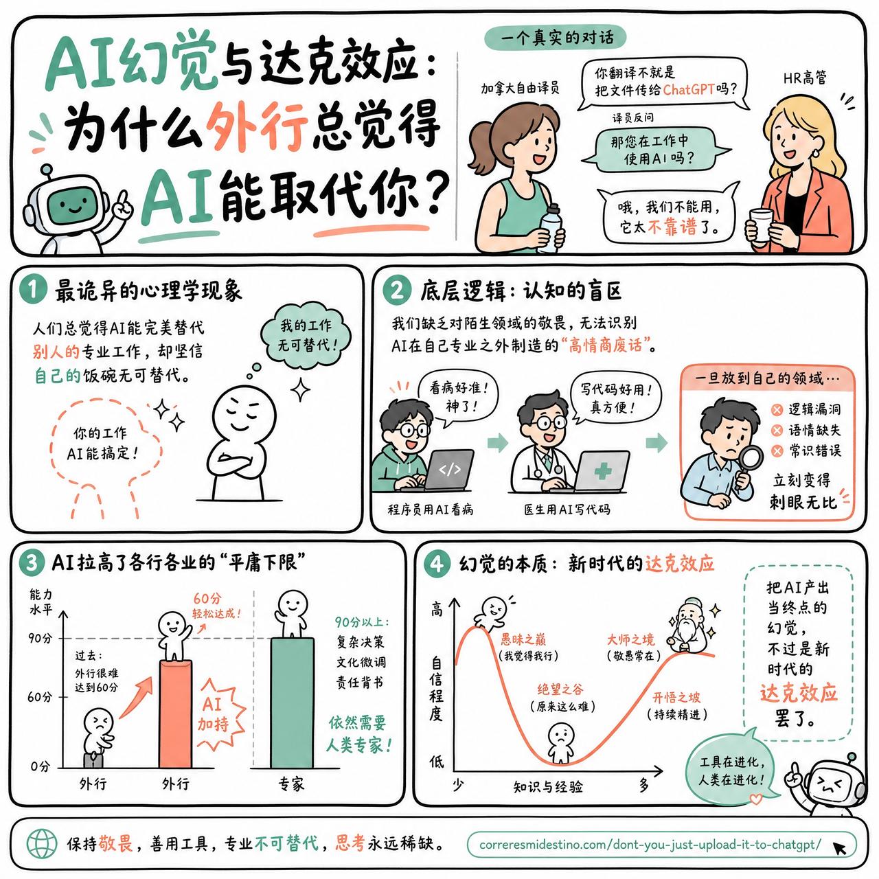 【AI幻觉与达克效应：为什么外行总觉得AI能取代你？】

一位加拿大自由译员在健