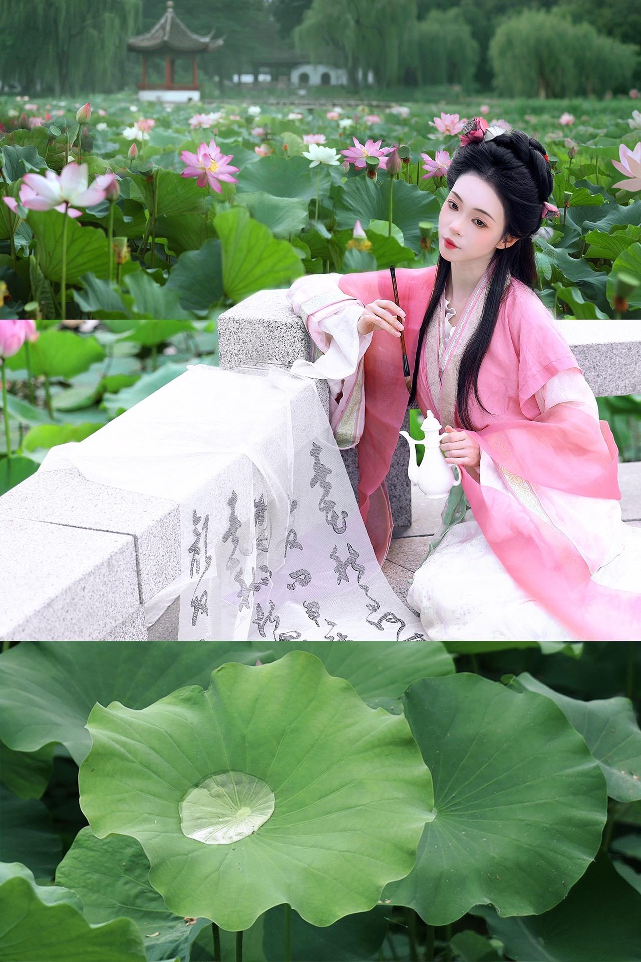 听夜雨 我和你初遇。 听夜雨 三屏图 汉服