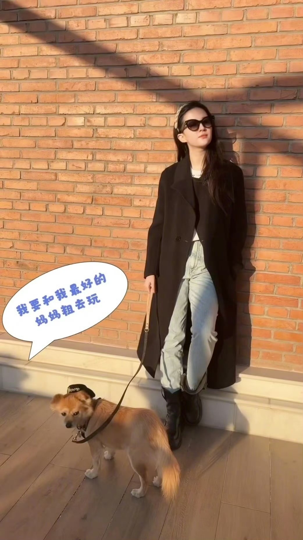 刘亦菲遛狗日常照 刘亦菲发博分享晒狗日常照，一起享受轻松惬意闲暇时光～[抱一抱]
