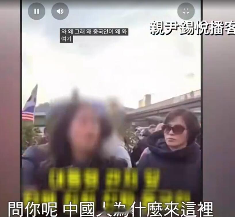 尹锡悦支持者攻击抗议现场的中国人：“问你呢，中国人为什么来这里？滚蛋！”这话问的