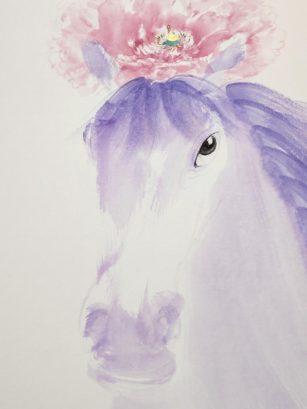 富贵如花年少十八（马上有财）马上有财 画马马 马到成功 马年画马 马画作 书画马