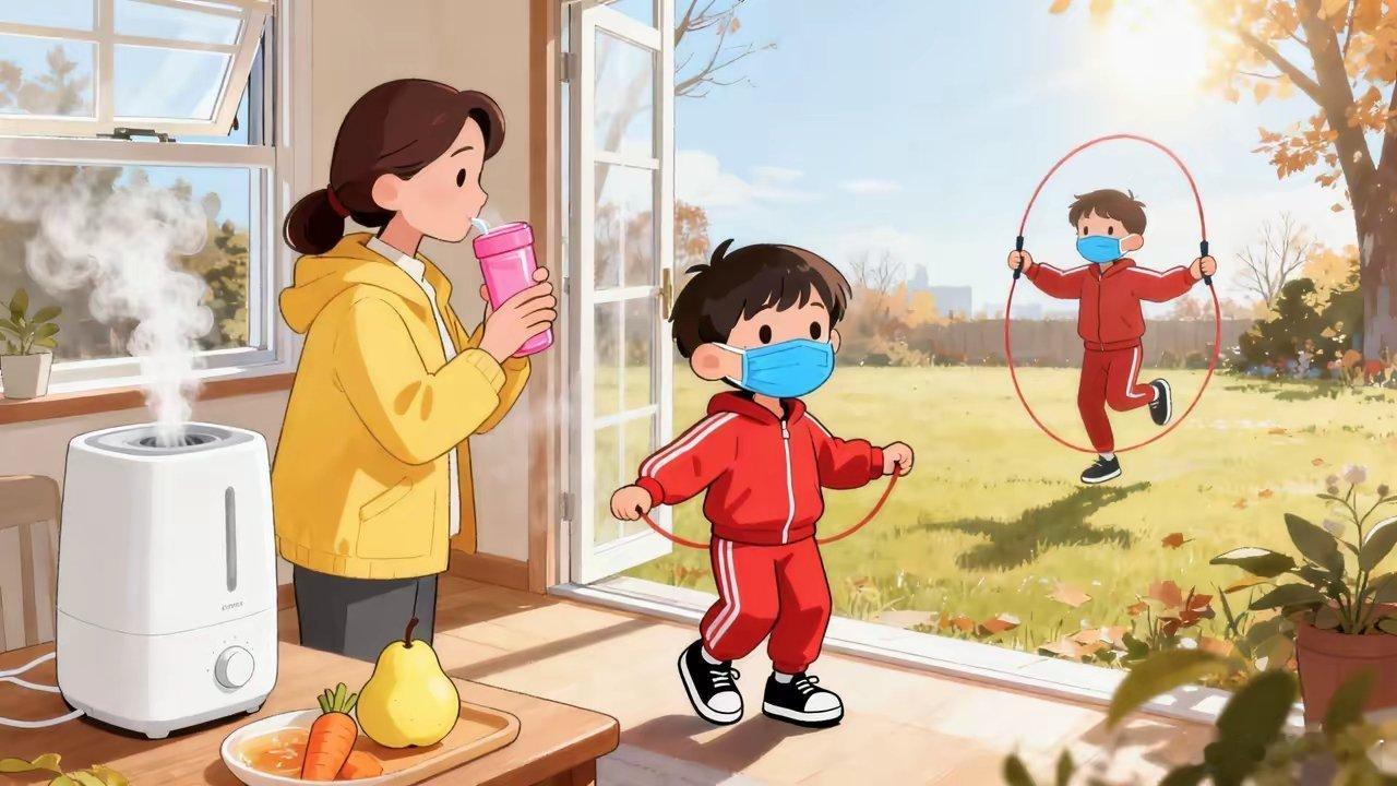 做好6件事保护呼吸道秋冬天气干燥且寒冷，孩子呼吸道容易出问题。首先得让娃多喝水，