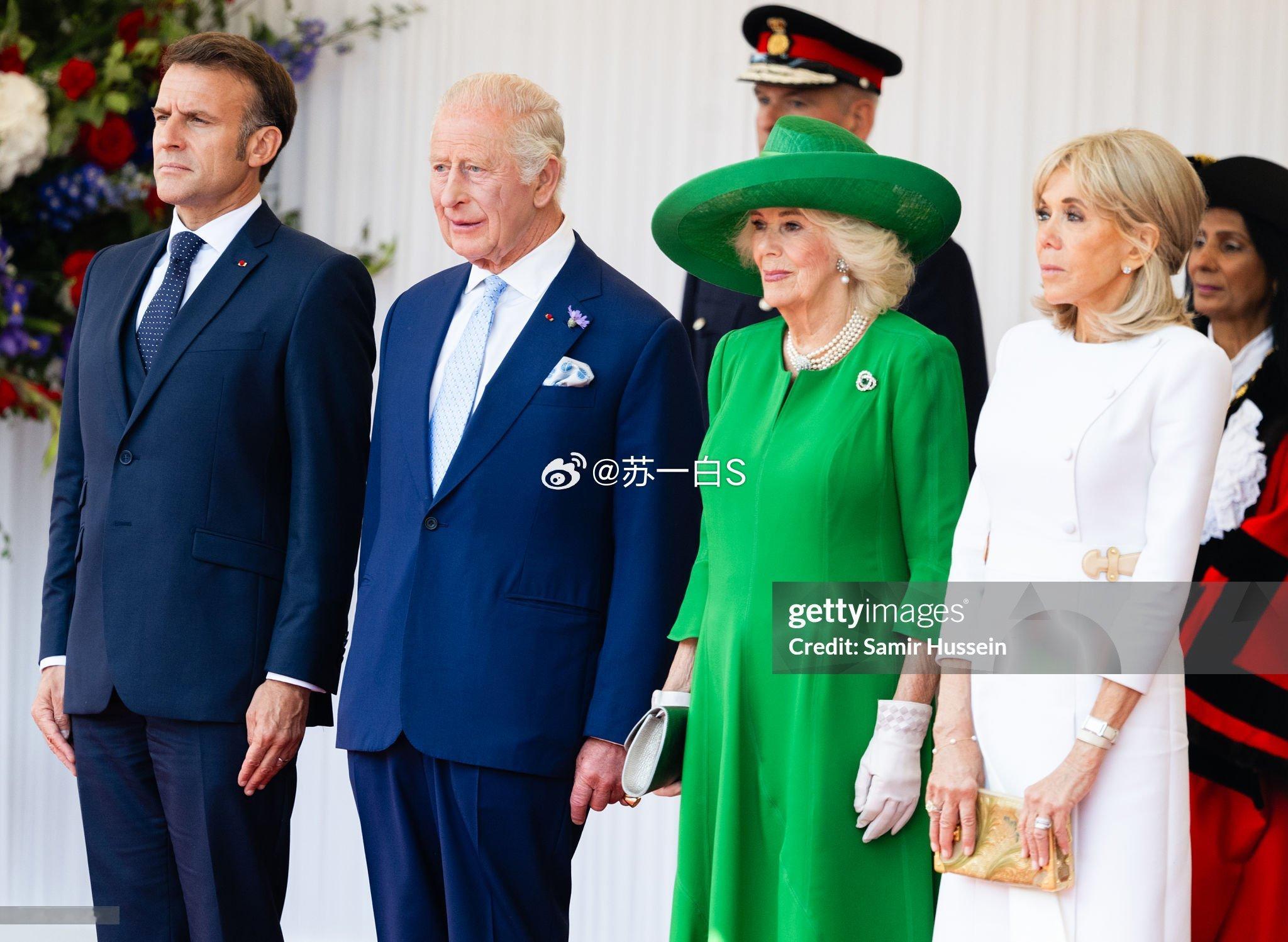 马克龙和太太Brigitte访问英国👇下榻温莎城堡（卡米拉和Brigitte相