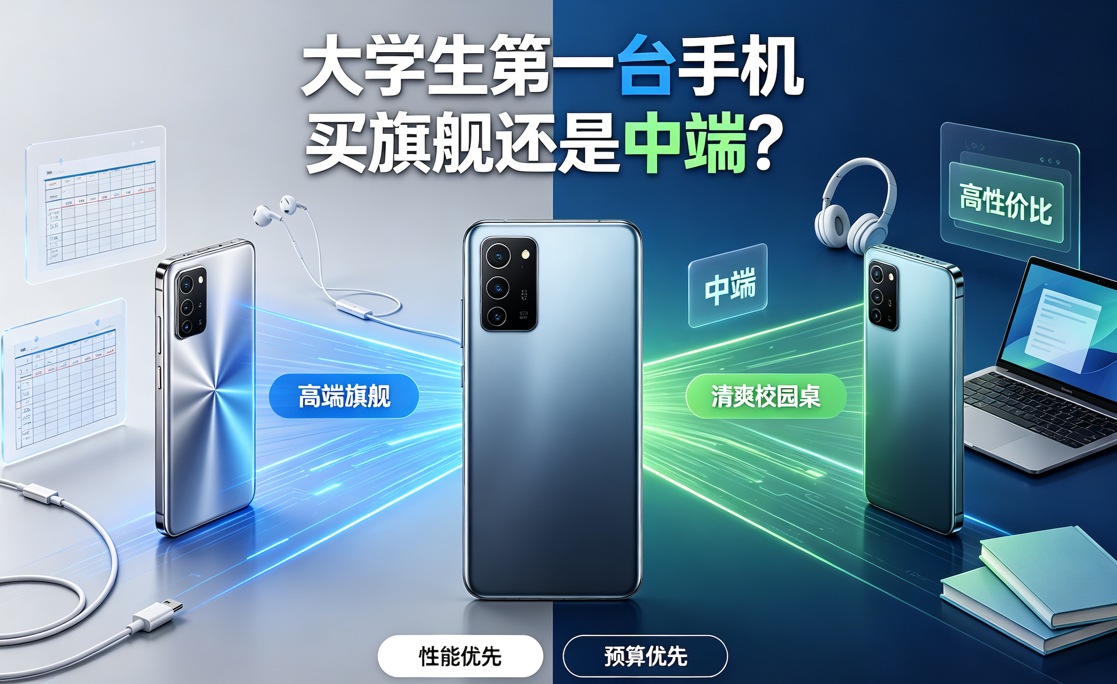 大学生第一台手机买旗舰还是中端 ？简单点，预算够，买旗舰。旗舰的产品力，还是更全