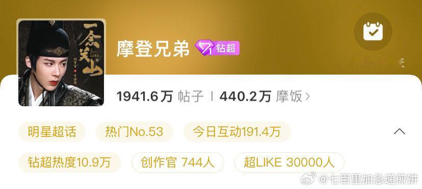 刘宇宁超like破3w，感觉一念关山吸到粉了 ​​​