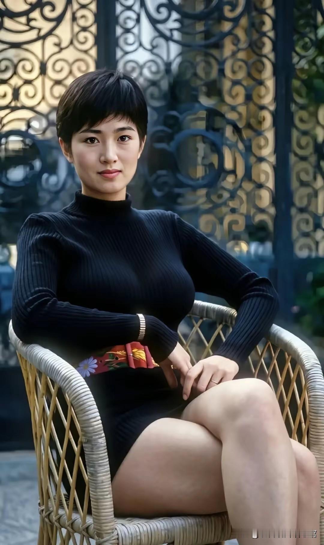 看到巩俐年轻时的旧照，瞬间便能明白何为自带气场的东方美人。利落清爽的短发搭配修身