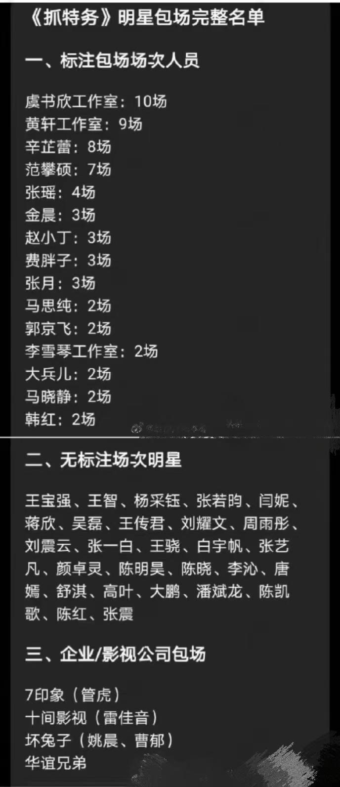 在韩红的号召下，大家都开始为冯小刚“走个面儿”，《抓特务》包场越来越多。看包场的