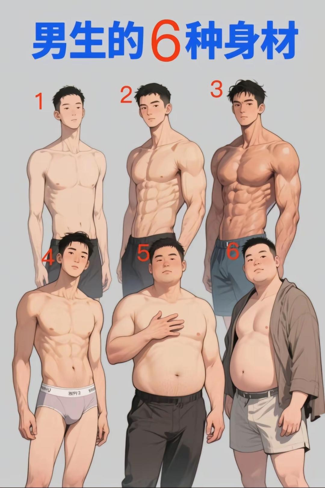 男生6种身材大揭秘，你喜欢哪一种？🥰