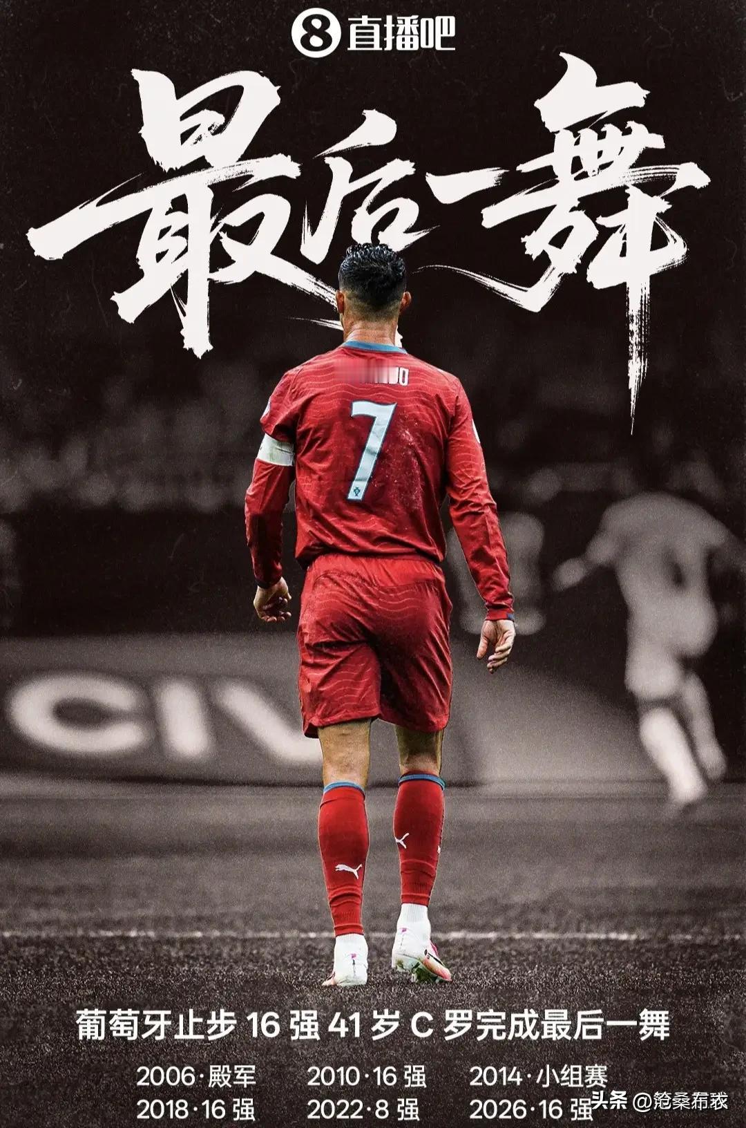 C罗世界杯最后一舞遗憾退扬！2026年世界杯，这是C罗第六次参赛了，可惜葡萄牙队