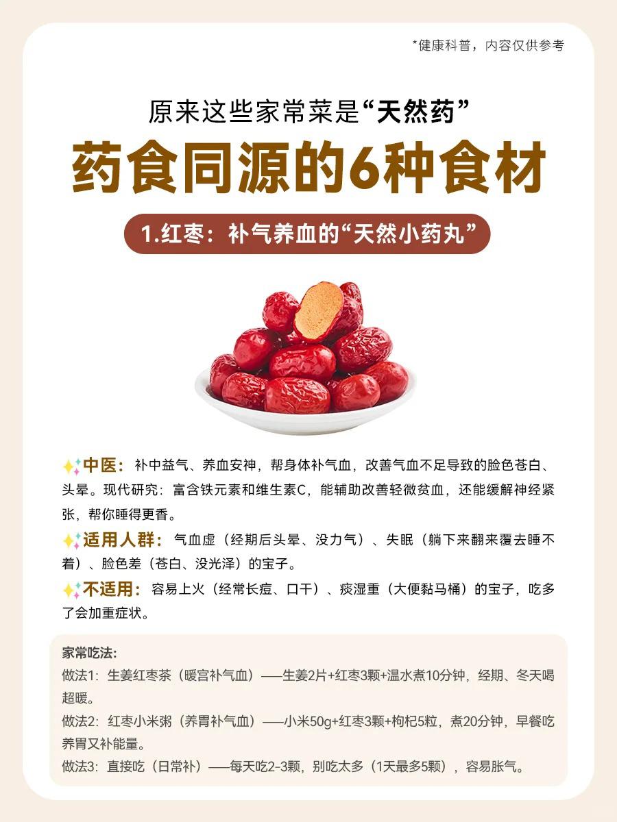 【🍲家常菜里的“天然小药箱”！6种药食同源的宝藏食材，吃出健康好体质✨】
宝子
