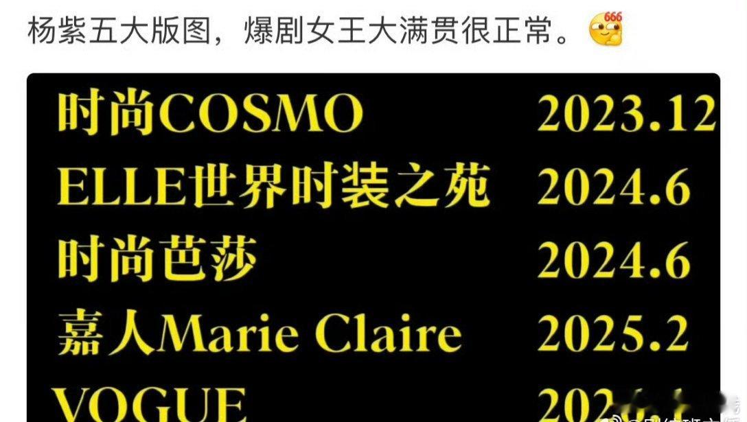 杨紫五大刊满贯 爆剧女王应有的待遇🤲🏻 火火的很安心 作品才是真的硬实力🔥