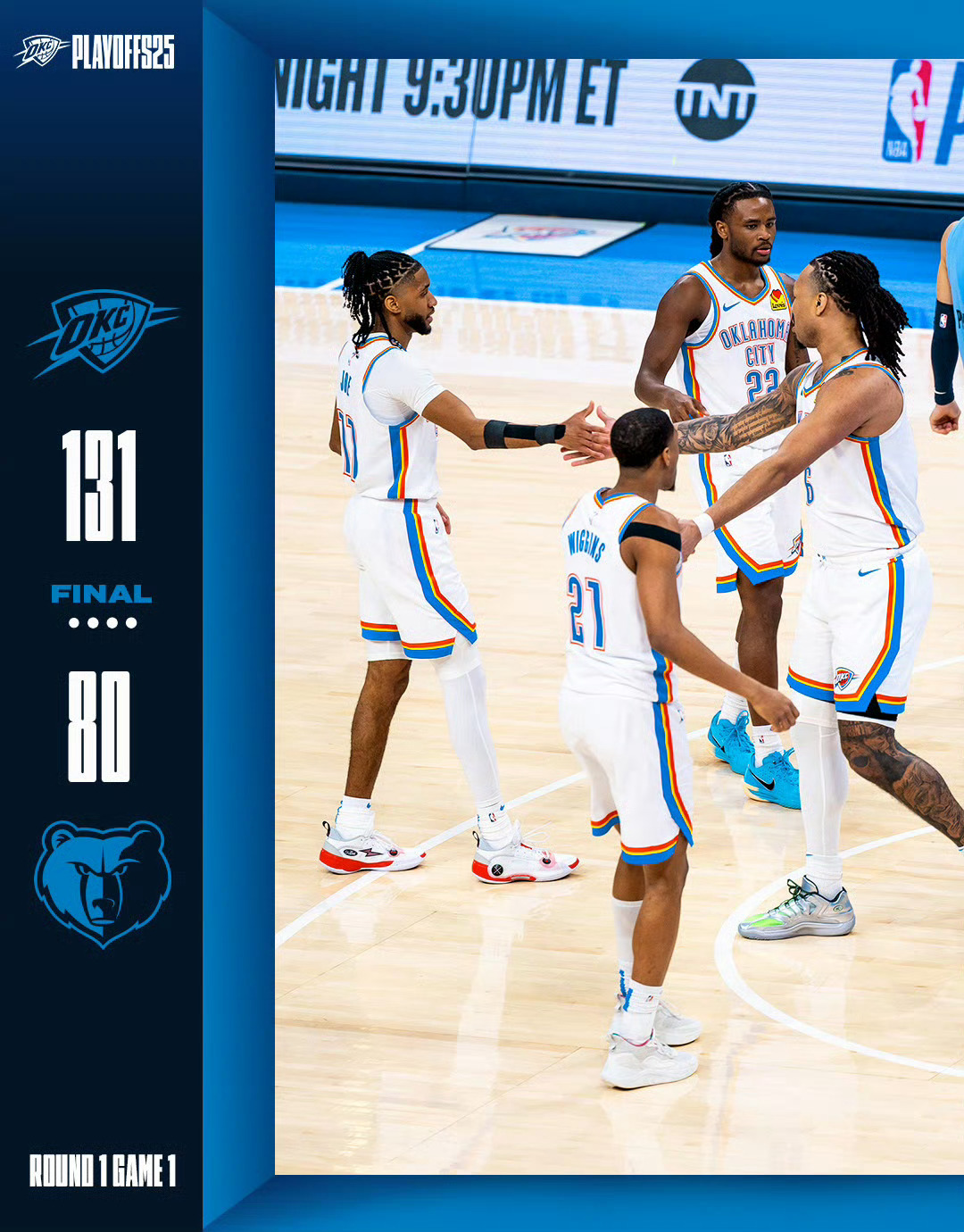 51分惨案！雷霆131-80大胜灰熊！取得季后赛开门红！51分创造了NBA季后赛