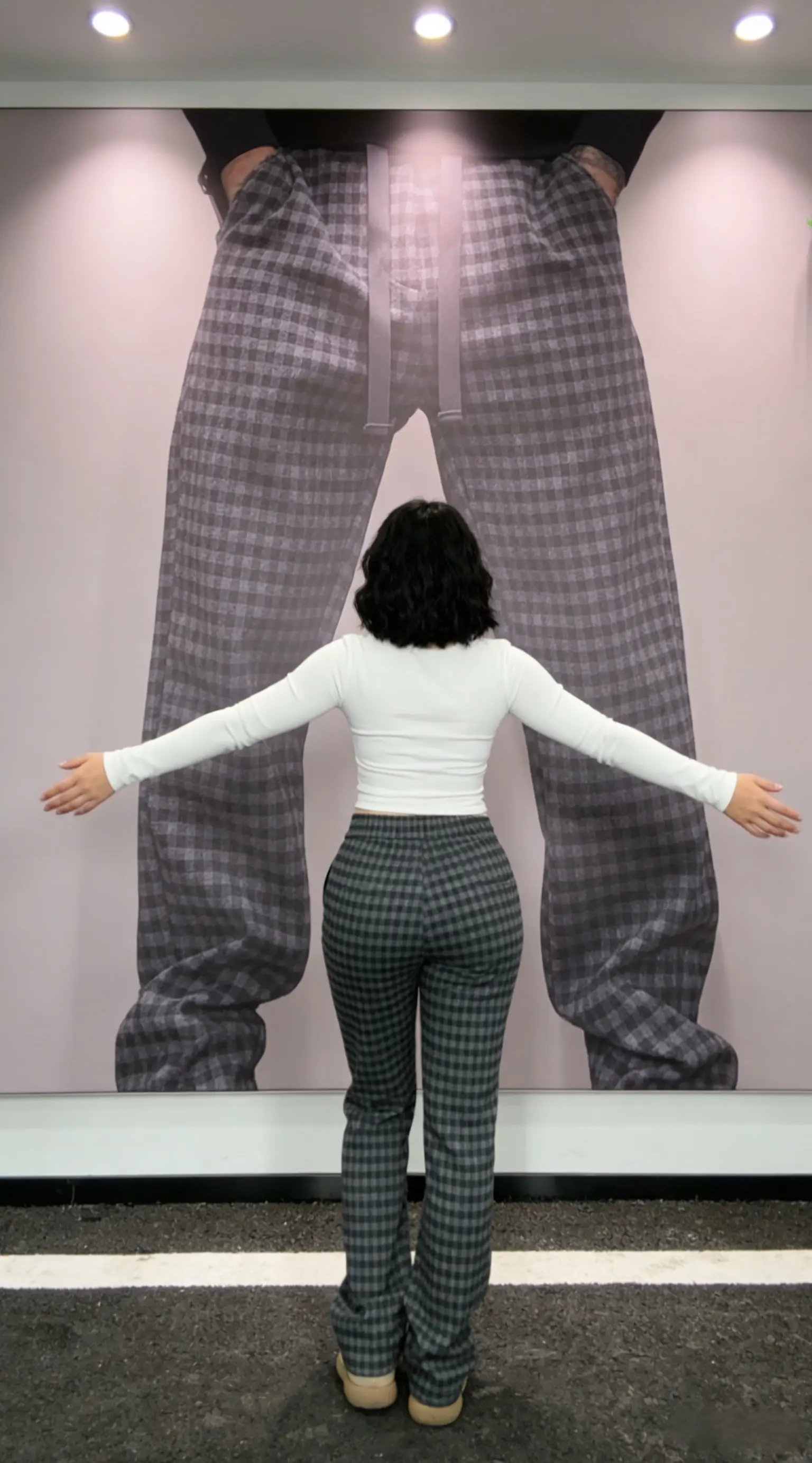 今年特别流行这款韩系格子百搭弯刀裤，它简直太火了，上身痞帅痞帅的，穿它...