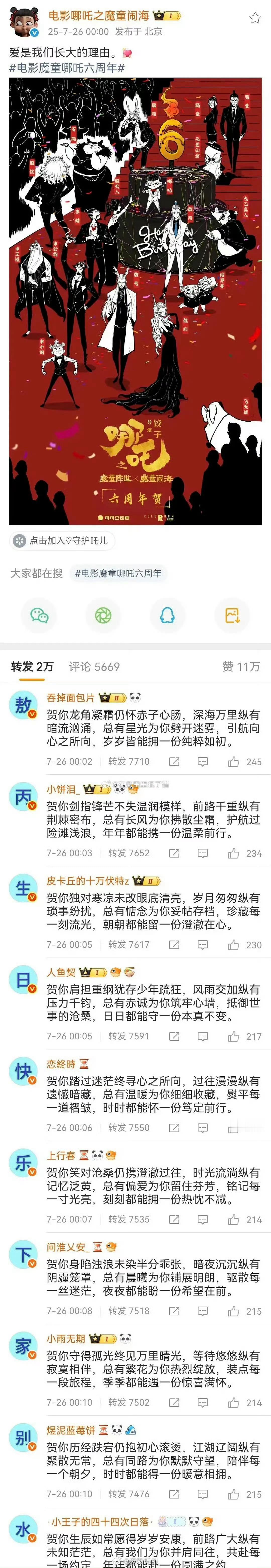 没想到2025年了能在动漫电影的评论区看见粉丝排字… ​​​