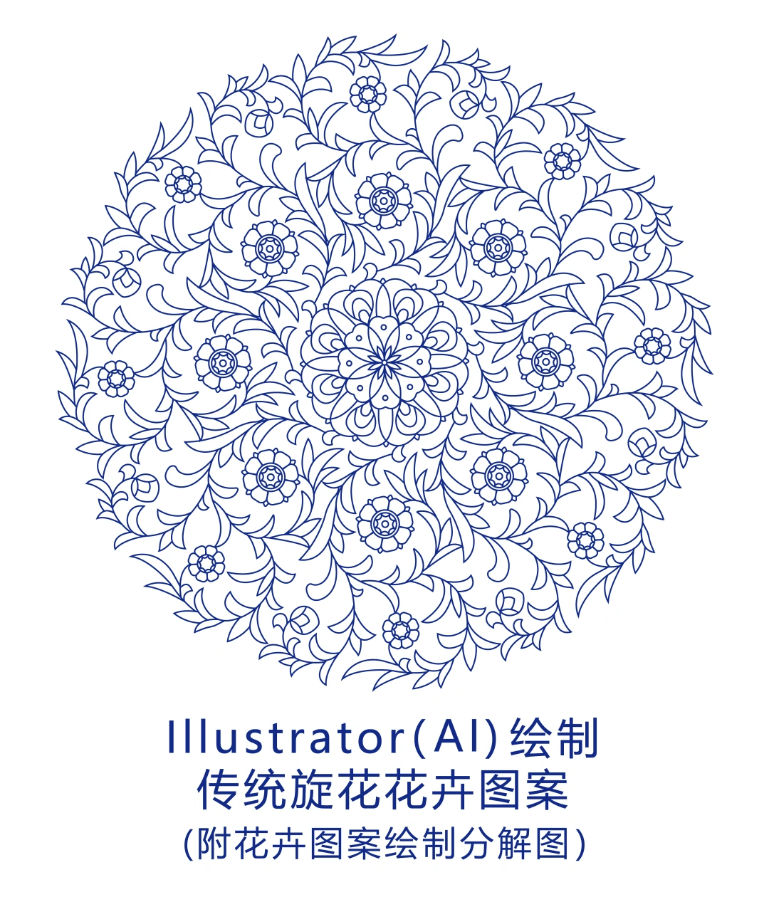 传统旋花花卉图案纹样