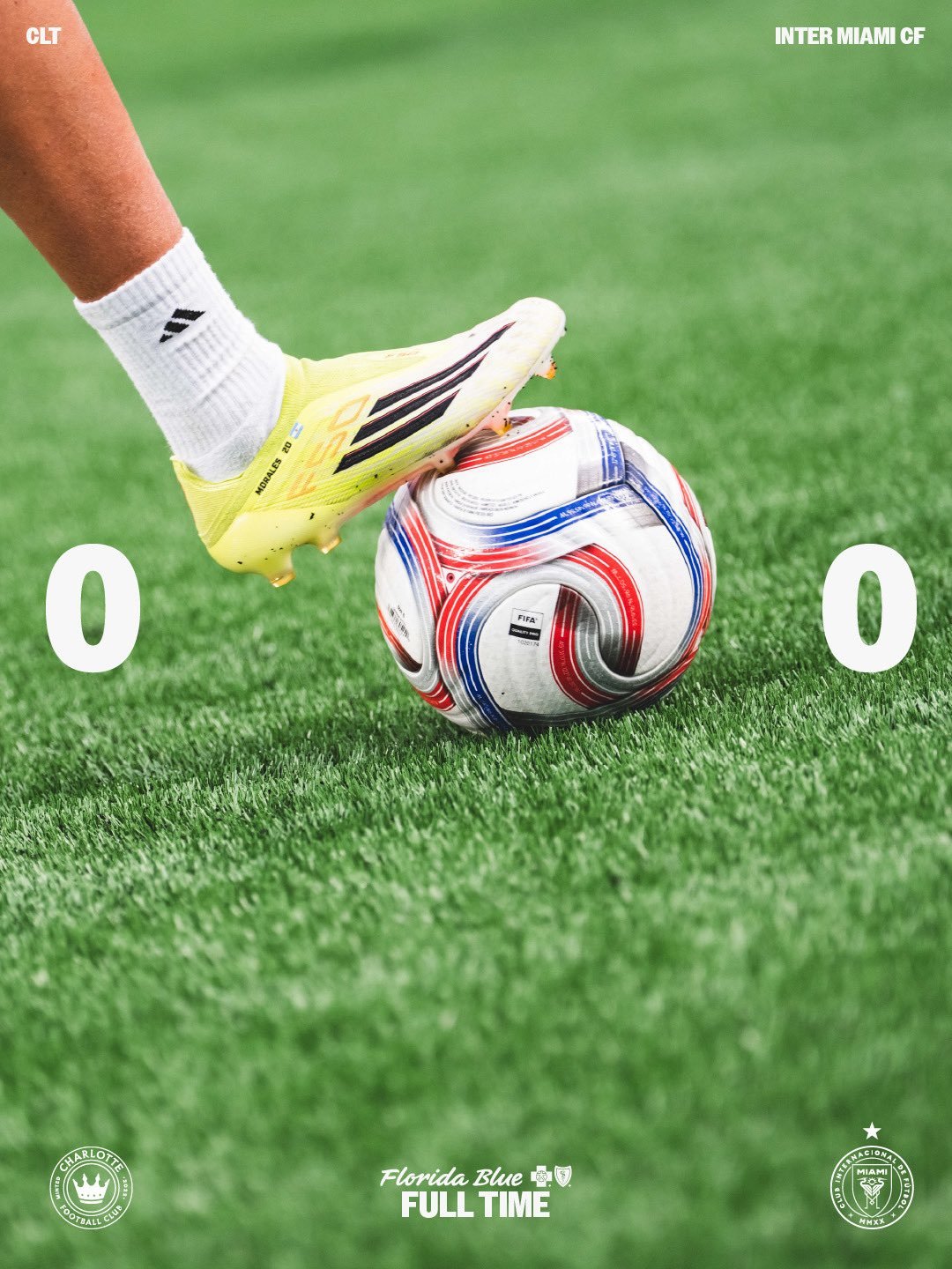 全场比赛结束，最终迈阿密国际在客场0-0战平夏洛特fc，本场比赛梅西和德保罗轮休