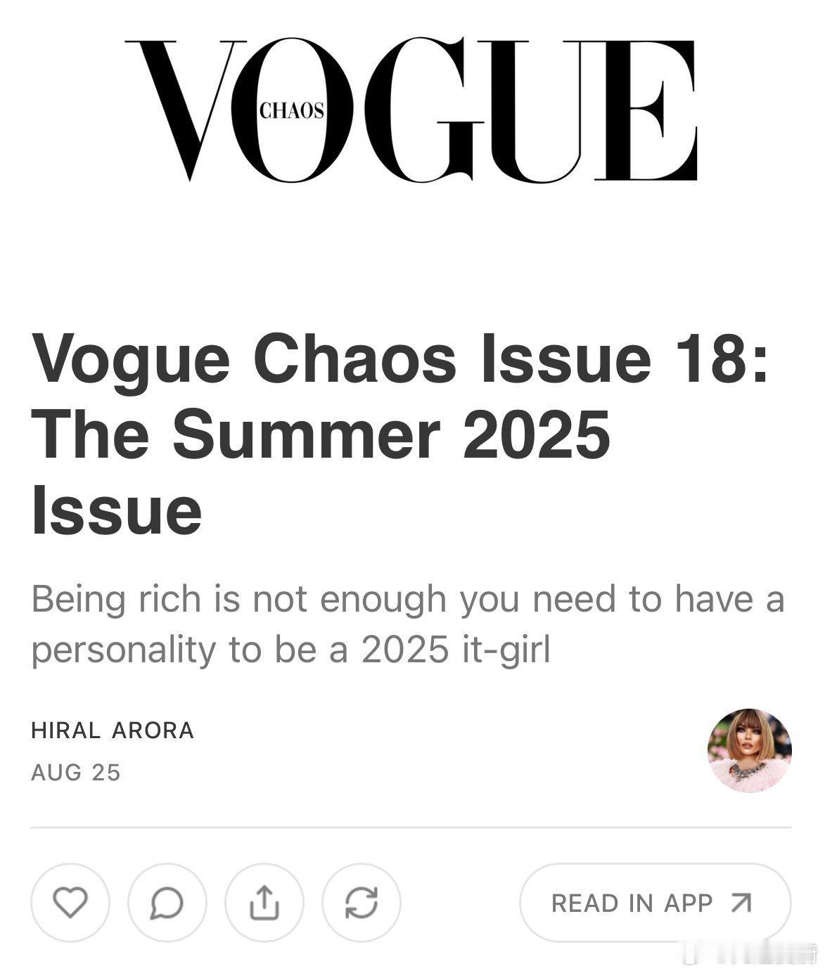 VOGUE Chaos第18期:2025年夏季令人难忘的时尚造型LISA[超话]
