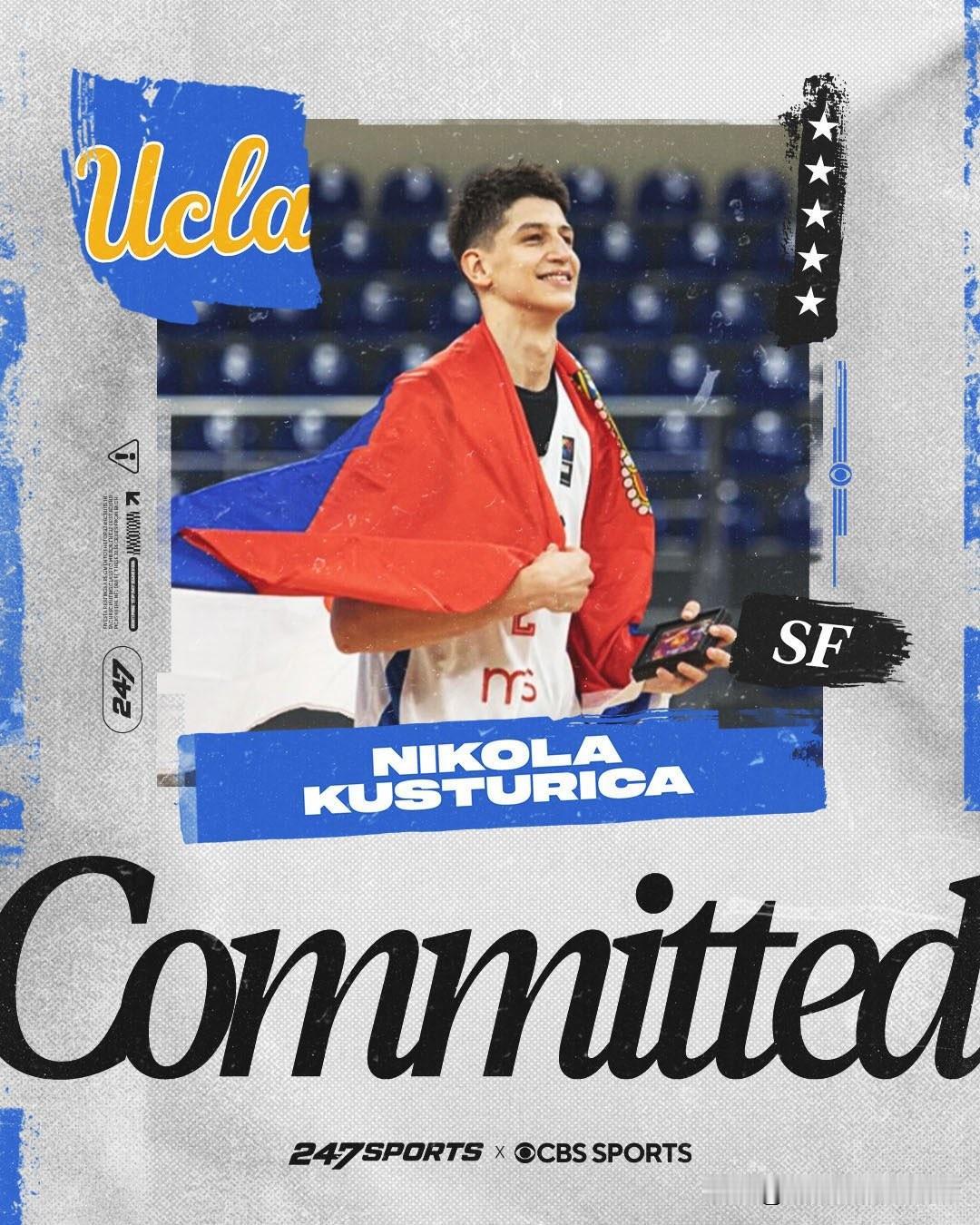 塞尔维亚侧翼Nikola Kusturica官宣承诺加盟UCLA，双方达成两年协