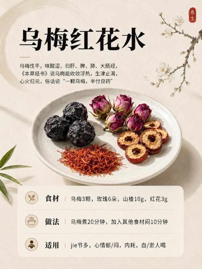 最近很火的乌梅煮水，安排上了

老话常说：“一颗乌梅，半付良方。”
喝过之后才发