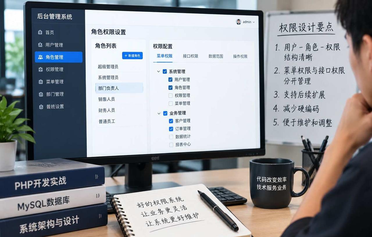 PHP权限系统设计为什么越改越复杂
最近接手一个企业后台权限问题，管理员反馈一个