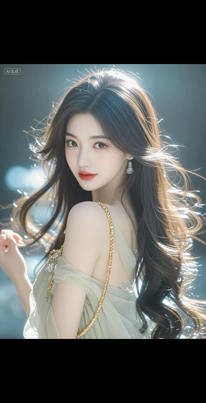 即梦AI  清纯女神 长发女神 妩媚动人